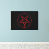 Rode Duivel Pentagram Canvas Afdruk (Insitu (Houten vloer))