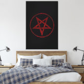 Rode Duivel Pentagram Canvas Afdruk (Insitu (Slaapkamer))