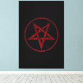 Rode Duivel Pentagram Canvas Afdruk (Insitu (Houten vloer))