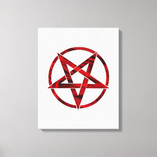 Rode Duivel Pentagram Canvas Afdruk