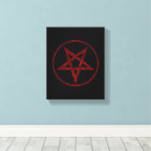 Rode Duivel Pentagram Canvas Afdruk (Insitu (Houten vloer))