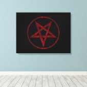 Rode Duivel Pentagram Canvas Afdruk (Insitu (Houten vloer))