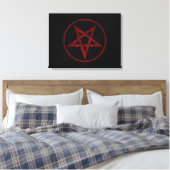 Rode Duivel Pentagram Canvas Afdruk (Insitu (Slaapkamer))