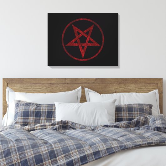 Rode Duivel Pentagram Canvas Afdruk (Insitu (Slaapkamer))