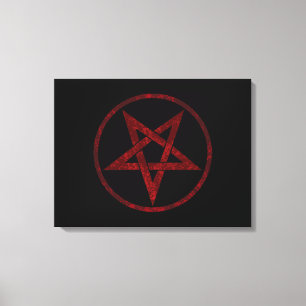 Rode Duivel Pentagram Canvas Afdruk