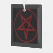 Rode Duivel Pentagram Glas Ornament (Voorkant links)