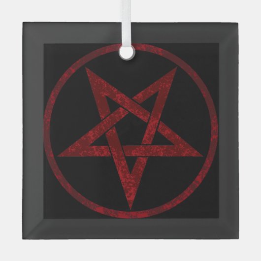 Rode Duivel Pentagram Glas Ornament (Voorkant)