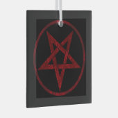 Rode Duivel Pentagram Glas Ornament (Voorkant Rechts)