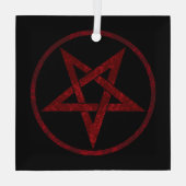 Rode Duivel Pentagram Glas Ornament (Achterkant)