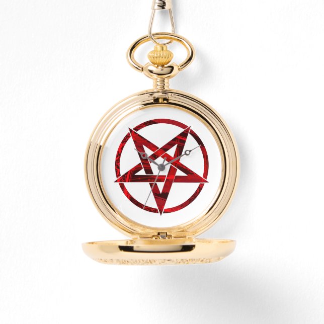 Rode Duivel Pentagram Horloge (Voorkant)