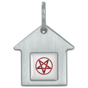 Rode Duivel Pentagram Huisdieren Naamplaatje