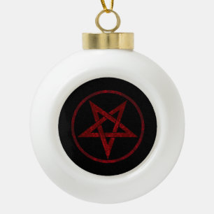 Rode Duivel Pentagram Keramische Bal Ornament