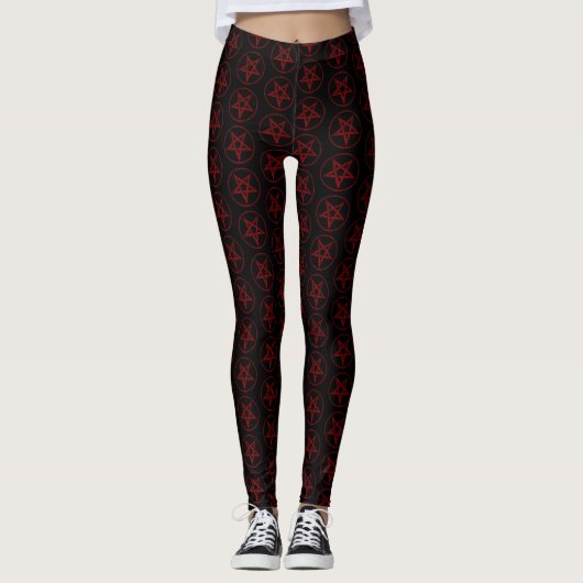 Rode Duivel Pentagram Leggings (Voorkant)