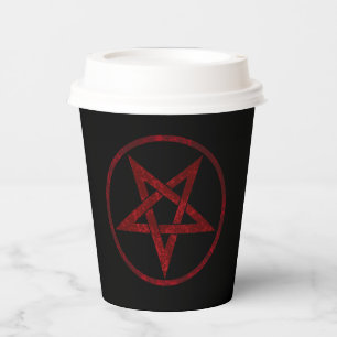 Rode Duivel Pentagram Papieren Bekers
