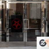 Rode Duivel Pentagram Raamsticker (Kantoordeur)
