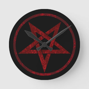 Rode Duivel Pentagram Ronde Klok