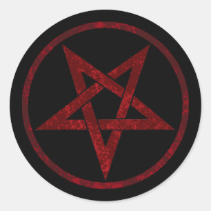 Rode Duivel Pentagram Ronde Sticker
