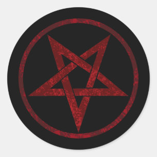 Rode Duivel Pentagram Ronde Sticker