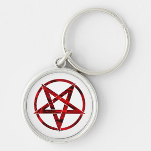 Rode Duivel Pentagram Sleutelhanger