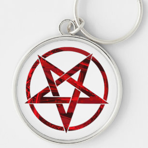 Rode Duivel Pentagram Sleutelhanger