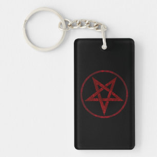 Rode Duivel Pentagram Sleutelhanger