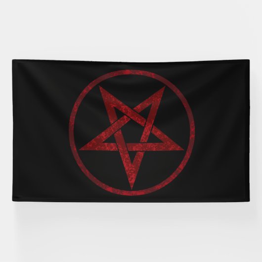 Rode Duivel Pentagram Spandoek (Horizontaal)