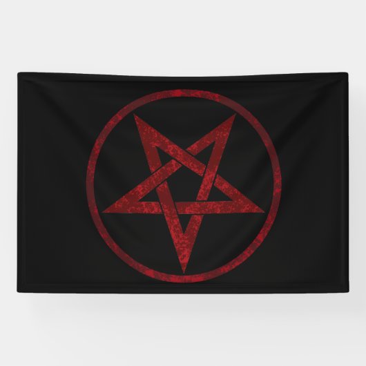 Rode Duivel Pentagram Spandoek (Horizontaal)