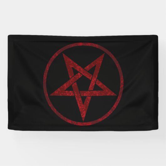Rode Duivel Pentagram Spandoek (Horizontaal)
