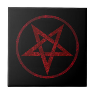 Rode Duivel Pentagram Tegeltje