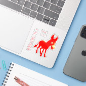 RODE DUVELS STICKER (Laptop met iPhone)