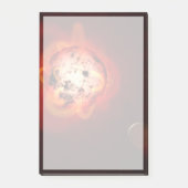 Rode dwergster in een baan rond een hypothetische post-it® notes (Voorkant)