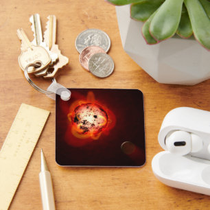 Rode dwergster in een baan rond een hypothetische  sleutelhanger