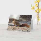 Rode eekhoorn Aangepast 85e verjaardag Kaart (Gele Bloem)