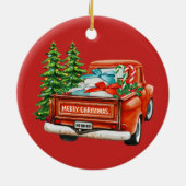 Rode eenpine kerst keramisch ornament (Achterkant)