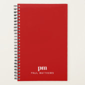 Rode Eenvoudige Professionele Monogram Initialen e Planner (Voorkant)