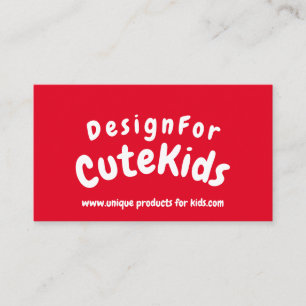 Rode Eenvoudige Typografie Kinderen Spelen Visitekaartje