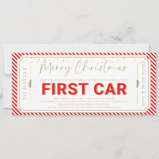 Rode Eerste Auto Kerstcadeaukaart Kaart