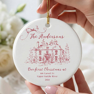 Rode Eerste Thuis Kerst Ornament