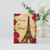 rode  Eiffeltoren Parijse bruiloft RSVP Uitnodiging Briefkaart (Staand voorkant)