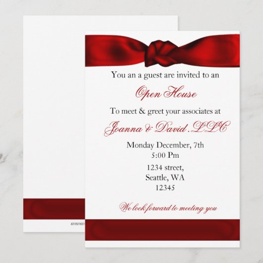rode elegant Corporate Party Invitation Kaart (Voorkant / Achterkant)