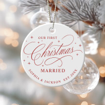 Rode Elegante Calligrafie Eerste Kerstmaand Getrou