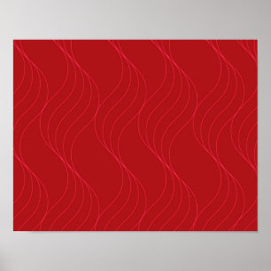Rode, elegante, eenvoudige, moderne, coole, golven poster