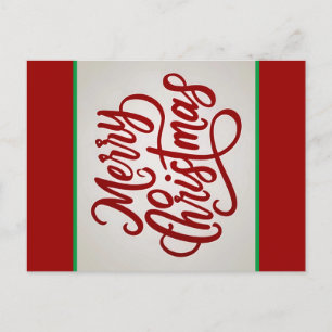 Rode elegante Merry Christmas kalligrafie minimali Briefkaart