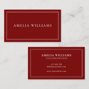 Rode Elegante Minimalistische Professionele Visitekaartje