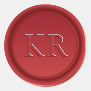 Rode Elegante Monogram Waszegel Ronde Sticker