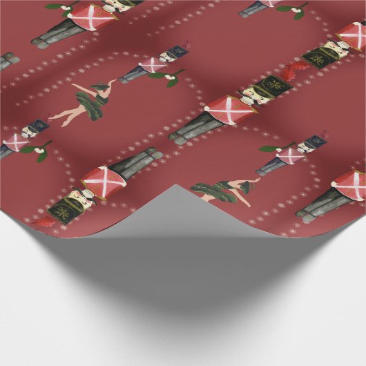 Rode Elegante Notenkraker Soldiers Ballerina's Cadeaupapier (Hoek)