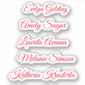 Rode elegante whimwhams script persoonlijke naam   sticker (Voorkant)