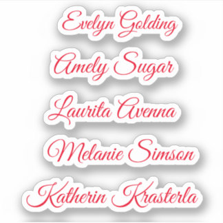 Rode elegante whimwhical script gepersonaliseerde  sticker