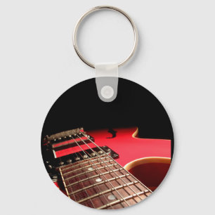 Rode elektrische gitaar sleutelhanger