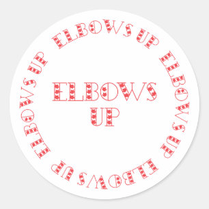 Rode ellebogen omhoog ronde sticker